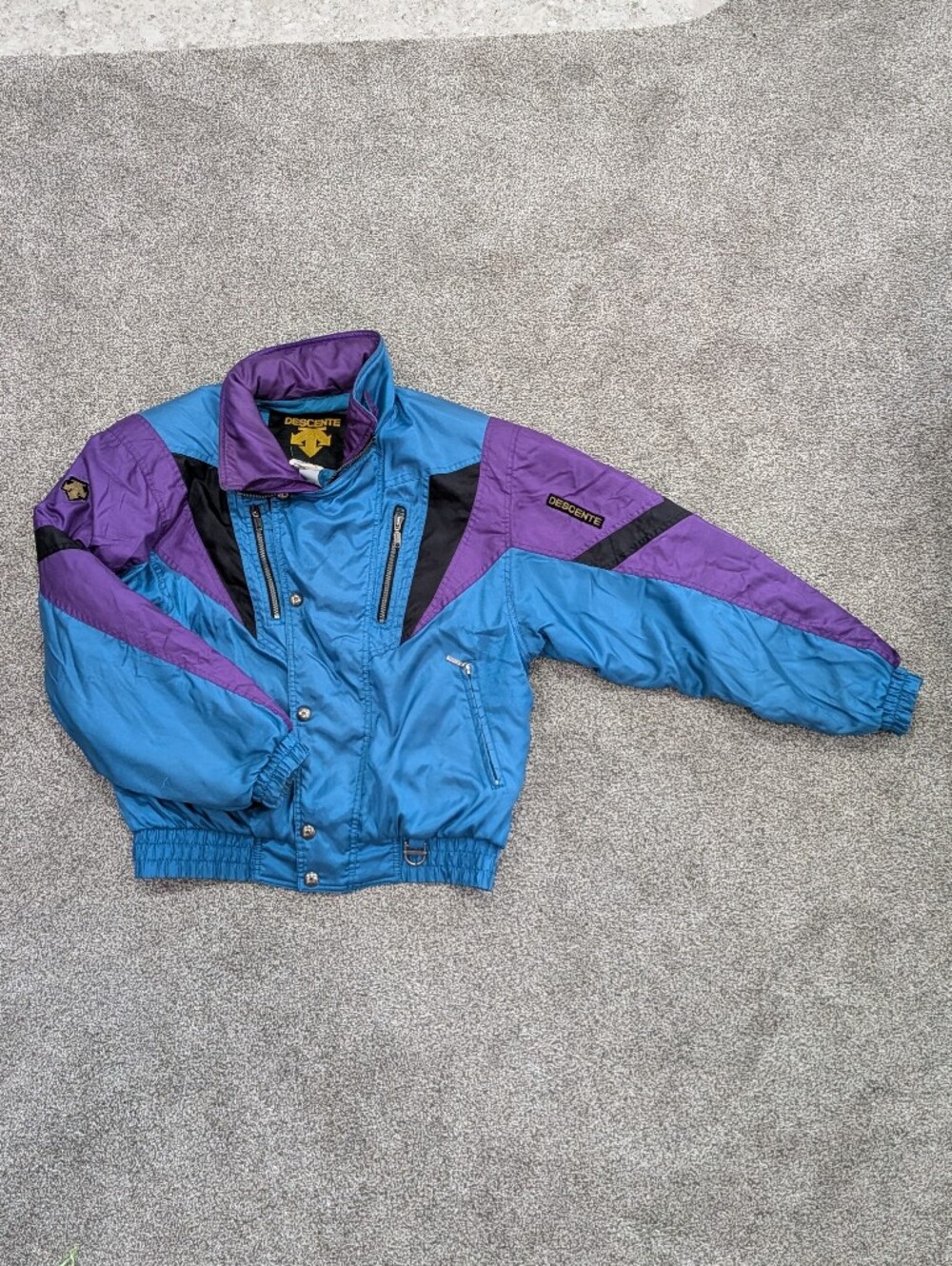 Vintage Descente Ski Jacket Hong Kong ColorBlock Purple Blue Mens Size Medium